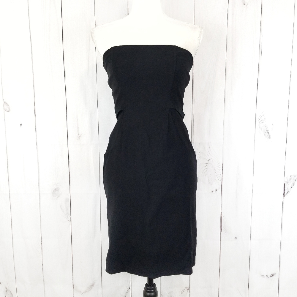 Helmut Lang Black Strapless Pocket Dress
